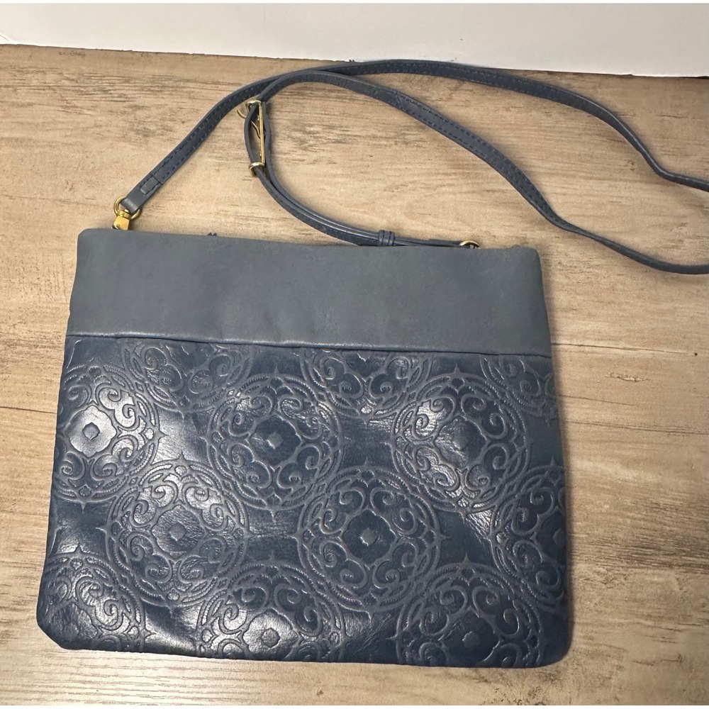 The Sak Leather Navy Blue‎ Tomboy Embossed Convertible Crossbody Clutch Purse